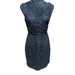 J.Crew Black Lace dress Sz 6 Pencil Fitted Lined Elegant Cocktail Party Wedding